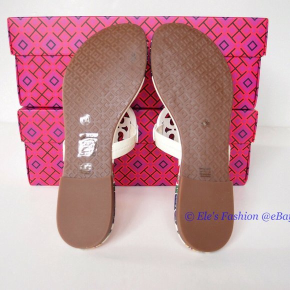 ❤️ NIB Tory Burch Miller Leather Thong Sandal Ivory Tea Rose US 7 7.5 AUTHENTIC - Picture 11 of 12